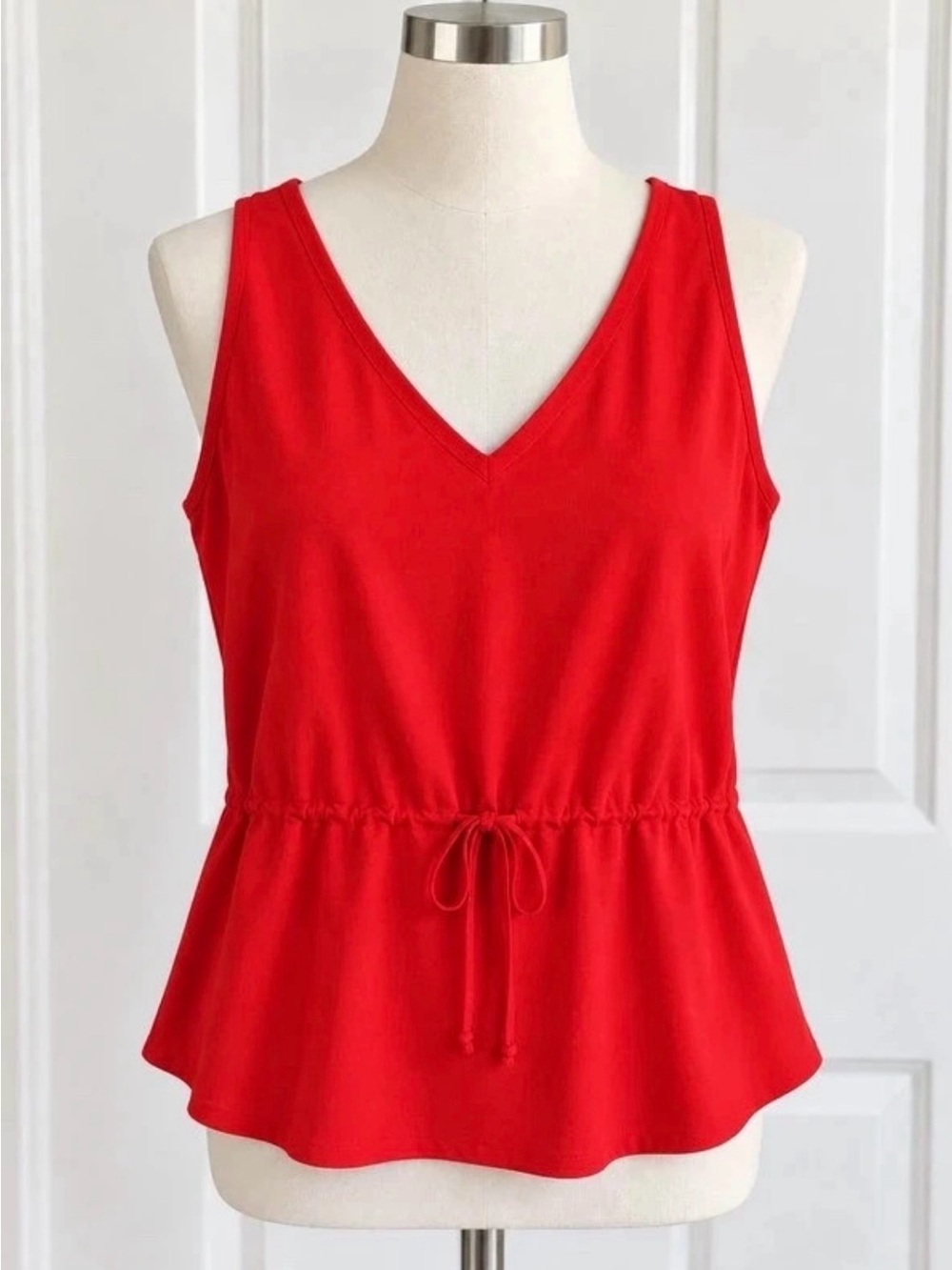 Banana Republic Red/Orange V-Neck Sleeveless Drawstring Cami